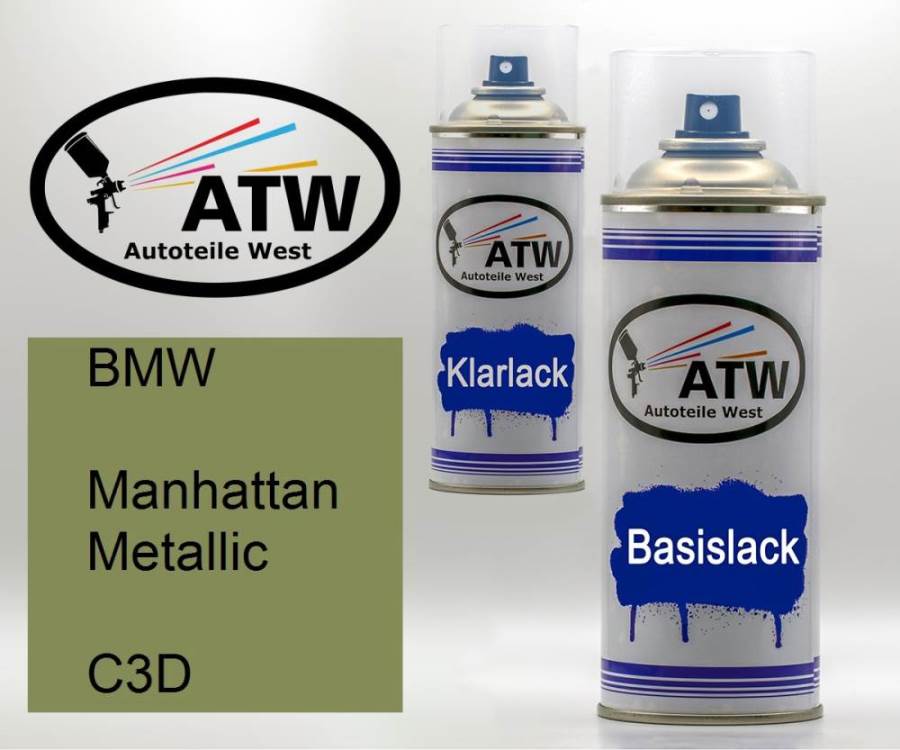 BMW, Manhattan Metallic, C3D: 400ml Sprühdose + 400ml Klarlack - Set, von ATW Autoteile West.